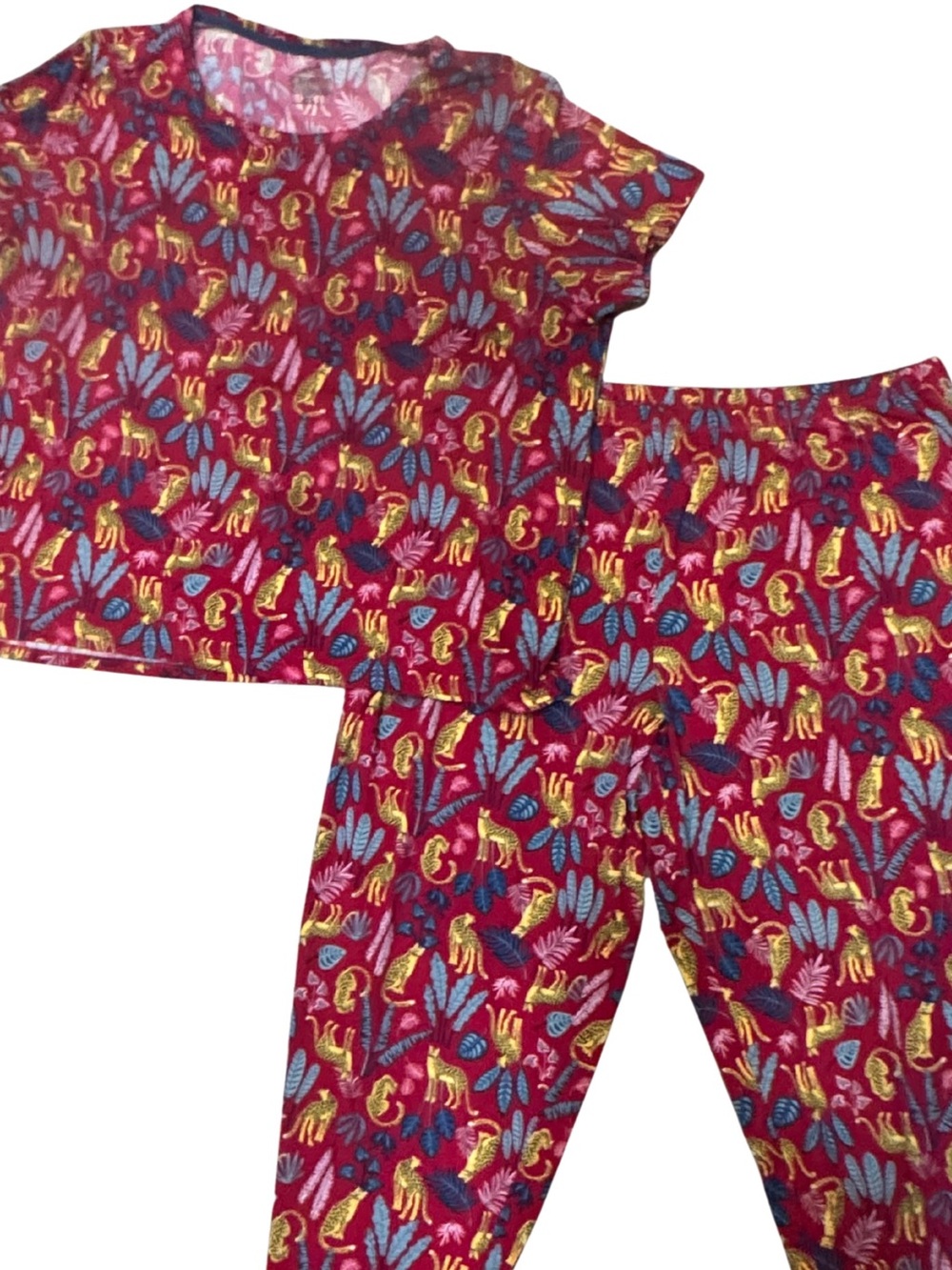 Secret Treasures Red Floral & Animal Print Pajama Set